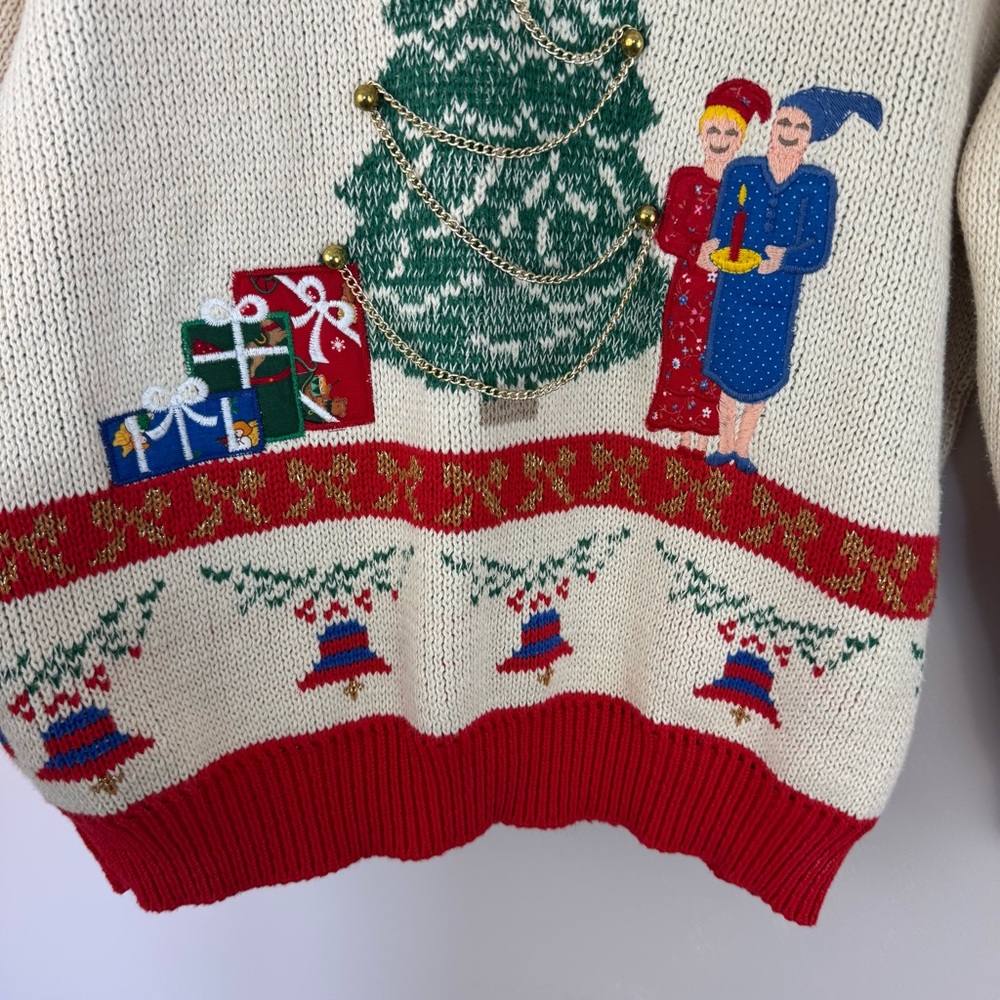 Sweater Loft New York Vintage Ugly Christmas Sweater 1980s Peter Pan Collar M - Picture 4 of 14